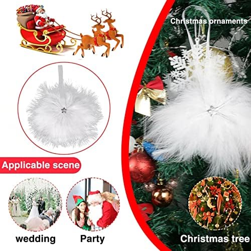 10 Pcs Christmas Tree Feather Christmas Pendant Feather Christmas Tree Feather Decorations White Feathers Baubles Christmas Tree White Vintage Hanging Feather for DIY Apparel Xmas Tree Ornaments