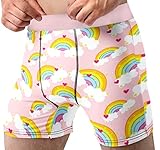 Herren-Boxershorts mit Herzen, Regenbögen, Sternen, Pink - Pink - Medium