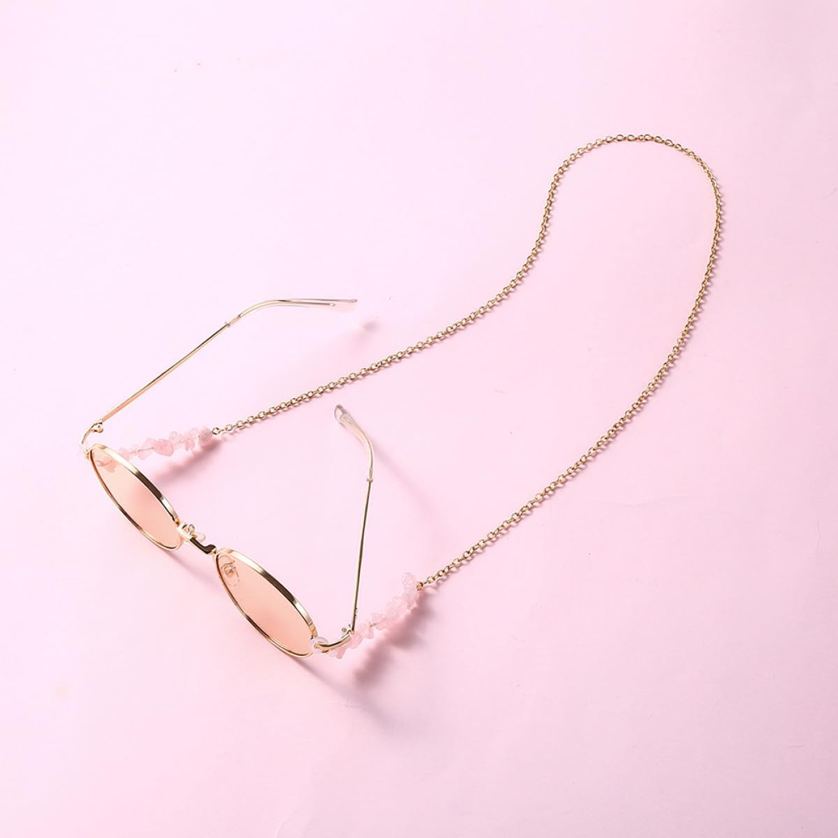 Unomor Pink Crystal Eyeglass Chain, Stylish Spectacles Cord Delicate Alloy, Lightweight Women’s Glasses Holder for Reading and Sunglasses Use