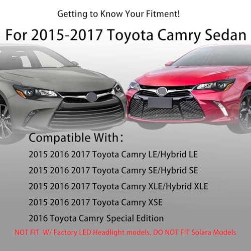 Headlights Assembly For 2015-2017 Toyota Camry w/projector Black Housing by Aresparts - Used condition - Image 2