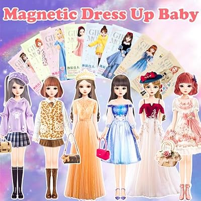 Magnetic Dress Up Dolls, Magnetic Doll Dress Up Kits Magnetic Paper Dolls Pretend Play Set for Girls Ages 4 Years and Up Kids Travel Activities Road Trip Car Ride Interactive Learning Imagine Gift