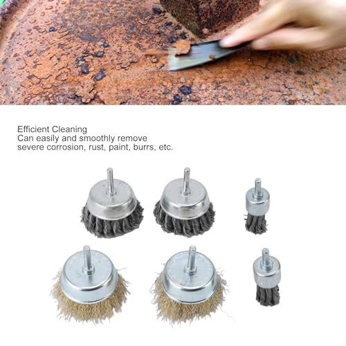 Conjunto de remoção de ferrugem, escova de copo de fio, limpeza eficiente para polimento de metal, a