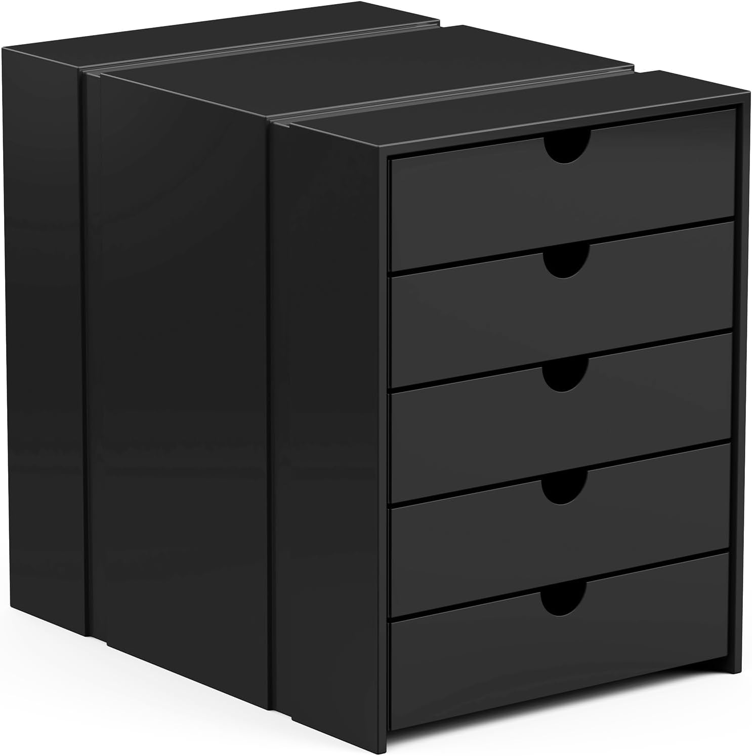Modern Steel 5-Drawer File Cabinet For Desk, Document Storage Box, Office Desktop Filing Organizer, Drawer Organizer, desk caddy (Black)