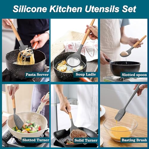 UXIYI Silicone Kitchen Utensils Set, 43pcs Silicone Kitchen Cooking Utensil Set - Image 4