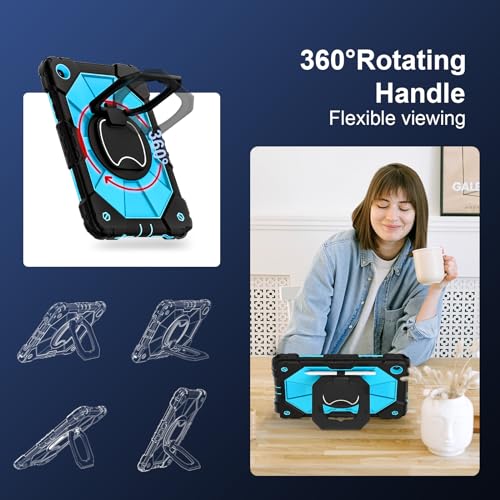 for Galaxy Tab A11+ Plus / A9+ Case 11 Inch, Rugged Case for Samsung Galaxy A9 Plus/A11+ Tablet with Screen Protector 360 Rotating Stand Shoulder Strap Pen Holder 2025/2023 Model, Black Blue