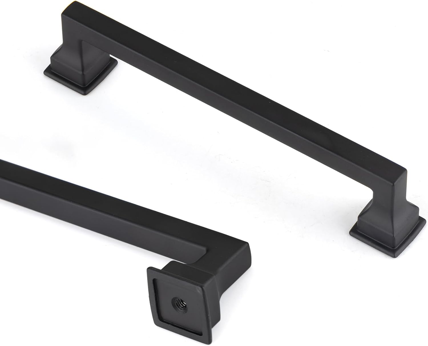 A & K 10 Pack 5 Inch Matte Black Square Cabinet Handles Brushed Satin Nickel Solid Zinc Alloy Metal Thin Hardware Drawer Bar Pulls Handles for Cupboards Kitchen Bedroom