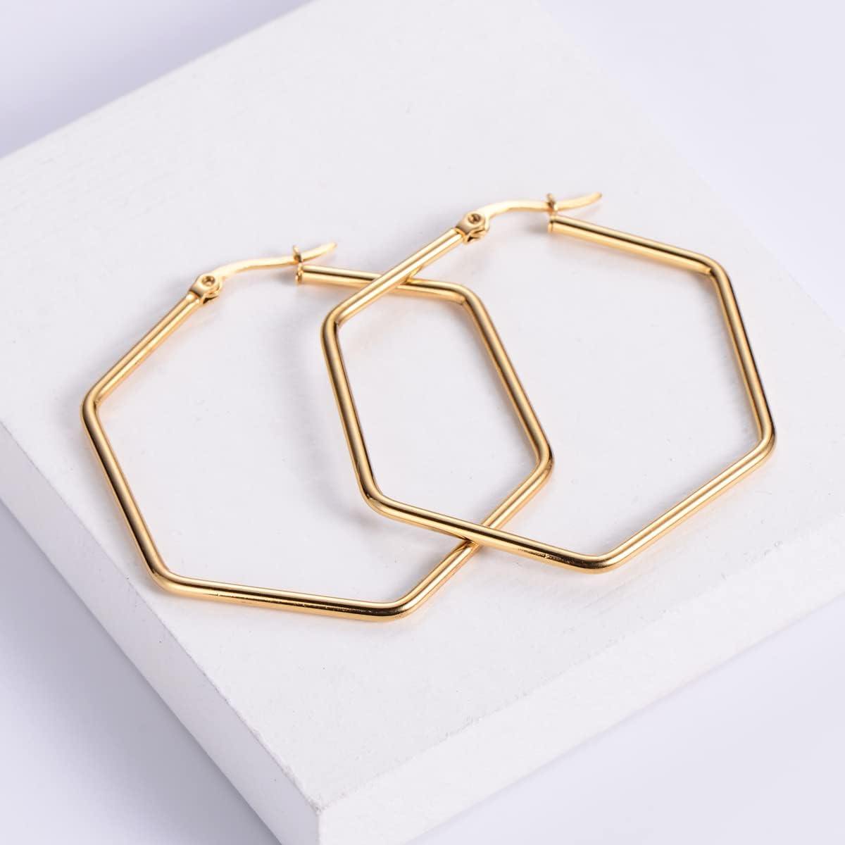 18K Gold Plated Minimalist 316L Titanium Steel Large Hoop Earrings Jewelry