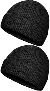 2 Pieces Winter Short Fisherman Beanie Hat Trawler Beanie Watch Hat Edge Skullcap for Men