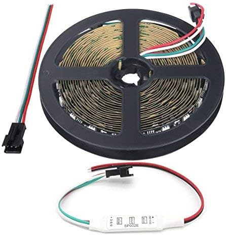 WS2811 Tira LED 16.4ft 5M 300LEDs WS2811 5050 RGB SMD Digital Dream Color Direccionable Flexible LED Tira de Luz IP30 No Impermeable DC12V con Mini