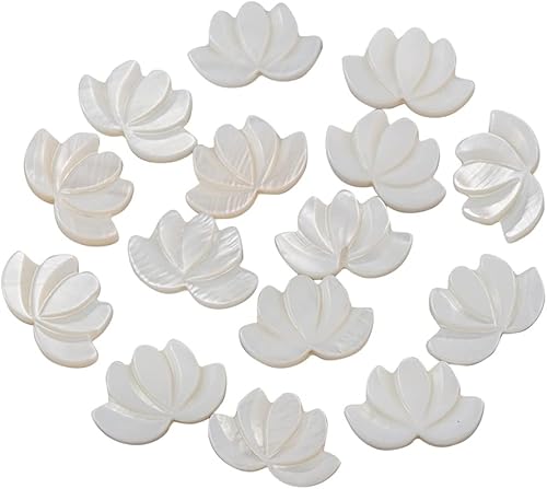 LiQunSweet 10 cuentas naturales de flor de loto de concha de agua dulce a granel para hacer joyas