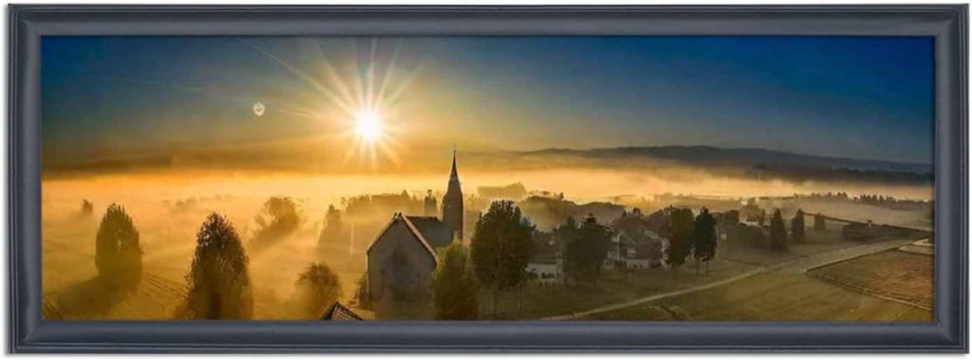 8x30 inch Picture Frame Solid Wood Panoramic Photo Frame 8x30 inch Poster Frame Painting Frame Black (A23B830)