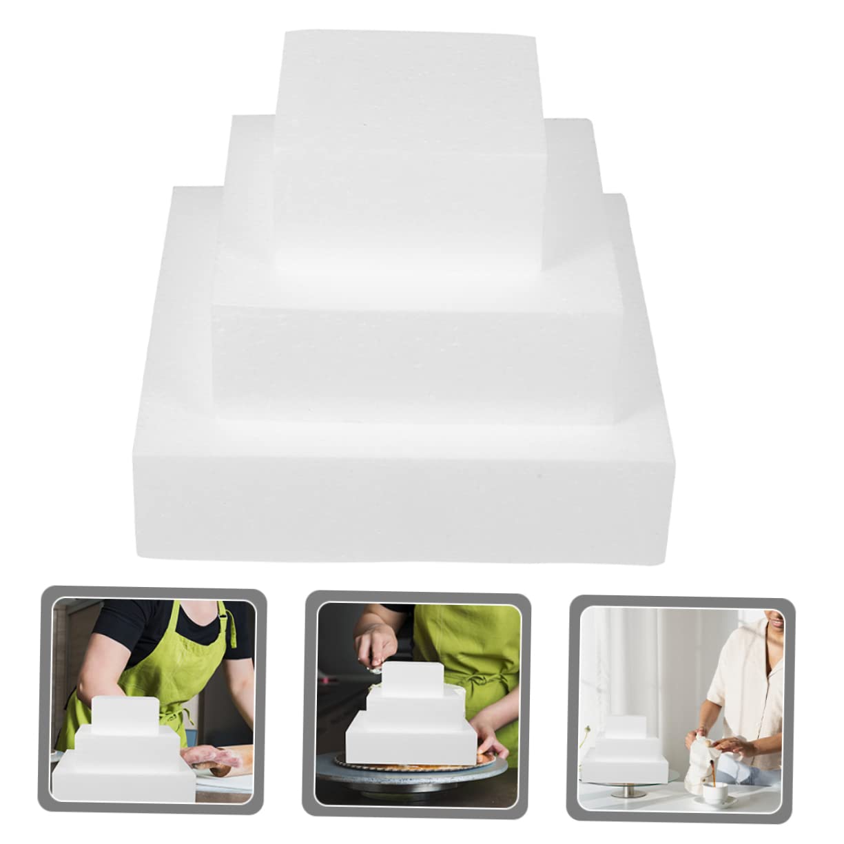 TEHAUX 3 Piezas Modelo De Pastel De Espuma De Para Pasteles Maniquíes De Pastel De 4 Niveles Forma De Torta De Espuma Bloque De Espuma Cupcakes Pastel De Fondant Navidad