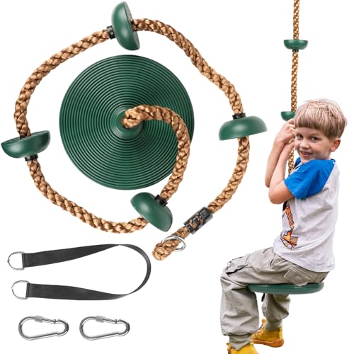 Schaukel Outdoor Kinder, Kletterseil Kinderschaukel mit Plattform, Scheibenschaukel, Baum Scheibe Trapez Schaukel Kletterseil Draussen Tellerschaukel für Garten, Spielset Zubehör Outdoor Spielzeug