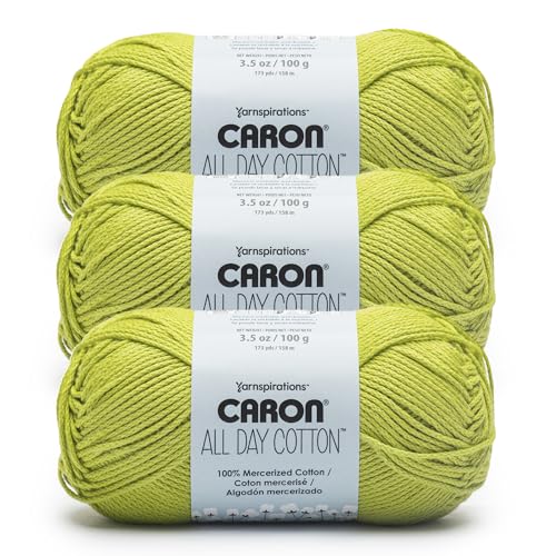 Caron Bawełna na cały dzień - 3 opakowania 173 jardów / 99 g kiwi 100% merceryzowana przędza bawełniana