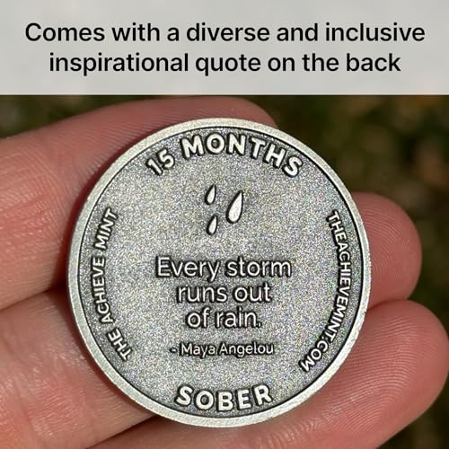Image of The Achieve Mint 15 Months Sober Token | Fifteen Month Sober Chip | Non-AA Gift, Non-Religious Medallions for Men and Women Celebrating Sobriety