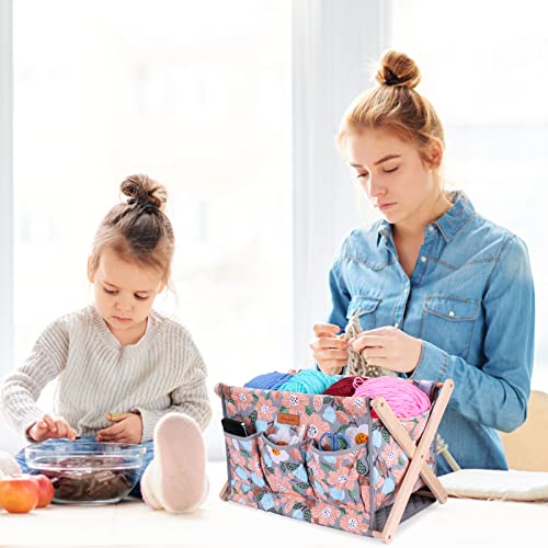 Yarn Caddy Large Size Yarn Storage Organizer For Yarn Skeins-Organizer For Crochet Hooks Knitting Needles Other Accessories (Flower-Grey) #TOP5