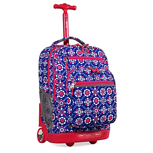 Image of J World Sundance Laptop Rolling Backpack for Girls Boys. Roller Bookbag with Wheels, 20 Inch, Trinket