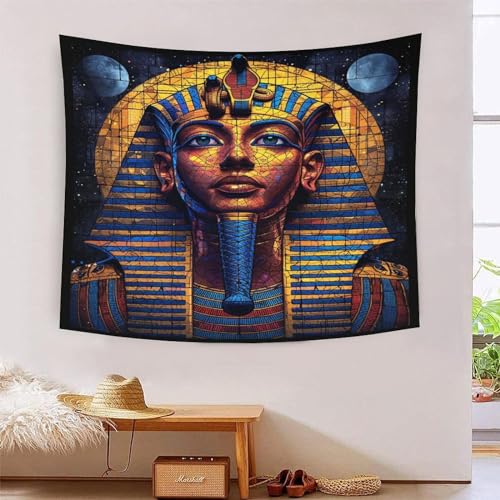 Tapisserie murale Pharaon d'Egypte effet 3D grand format 180x230 cm pour chambre