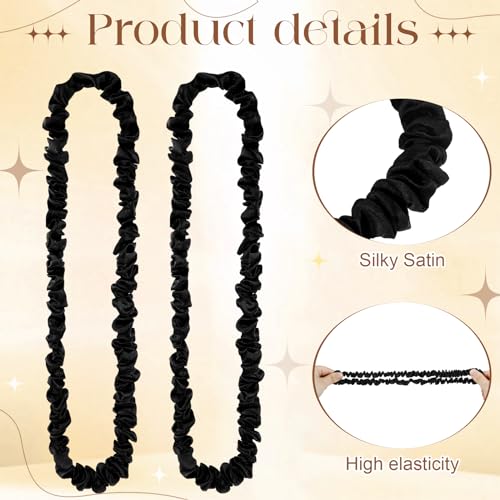 Image of Yunlly 20 Pcs Extra Large Satin Scrunchies Extra Long Silk Hair Tie Elastic Non Slip Ponytail Holders Stylish Hair Accessories for Women Thick Curly, Natural and Dreadlock, Black