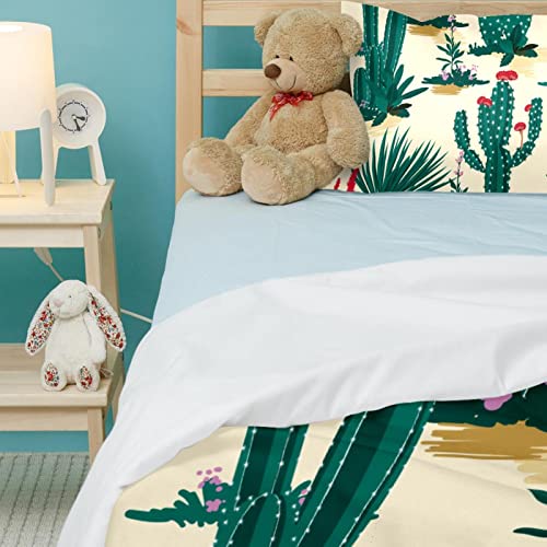 Parure de lit simple cactus rétro avec housse et 2 taies