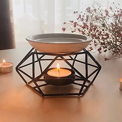 Bougeoir géométrique en céramique et diffuseur brûleur huile essentielle
