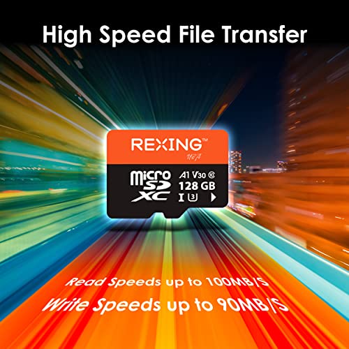 Rexingusa Microsdxc Uhs-3 4K Full Hd Video High Speed Transfer Monitoring Sd Card With Adapter For Dash Cams, Surveillance System, Security Camera, & Body Cam (128G) #TOP6