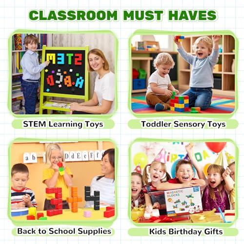 40pcs Magnetic Blocks for Toddler Toys, Magnetic Cubes Building Blocks Classroom Must Haves, STEM Preschool Sensory Magnet Toys for 3 4 5 6 Year Old Boys and Girls