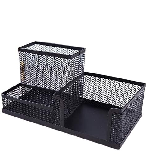 Organizer da scrivania in metallo nero stile rete 20,4x10,3x10 cm portapenne portapenne