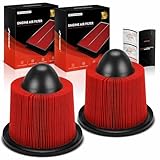 A-Premium 2-PC Pre-oiled Engine Air Filter Compatible with Ford F-150, F-250, F-150 Heritage, F-250