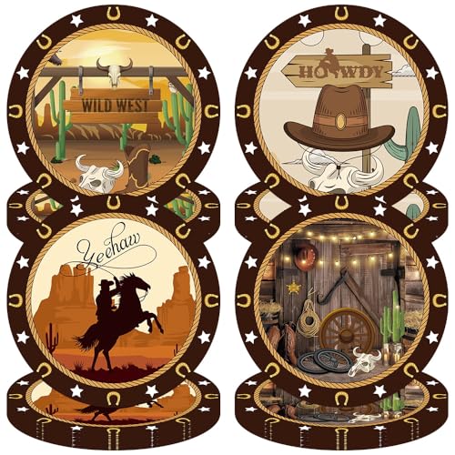 Crazy Night 48 Pcs Western Rodeo Paper Plates - 9",Cowboy Birthday Party Decorations, Howdy Cowgirl Supplies, Yeehaw Western Baby Shower Favors, Wild West Theme Tableware
