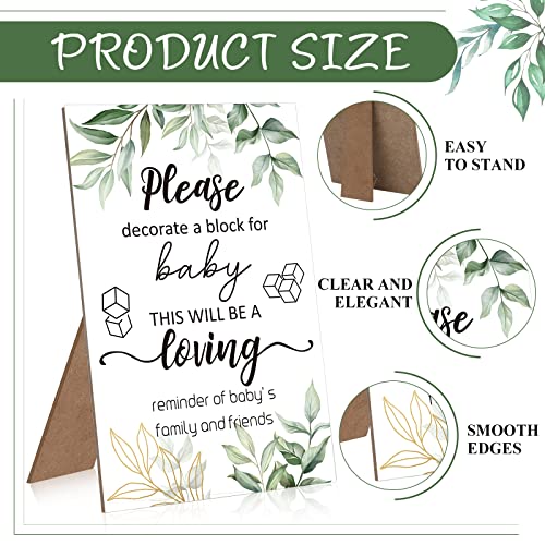 Sherr 63 Pcs Baby Shower Games Sign Set Includes Decorate A Block Game Sign 50 Pcs Diy Blank Wooden Blocks 12 Pcs Acrylic Paint Watercolor Marker Baby Shower Prize For Baby Shower Party Supplies #TOP1