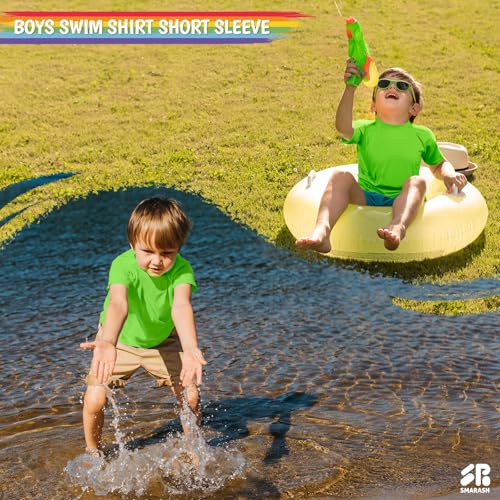 Image of Boy's UPF 50 Rash Guard Swim Shirts Short Sleeve Sun Protection SPF Fishing Surfing Water Beach Shirts Quick Dry