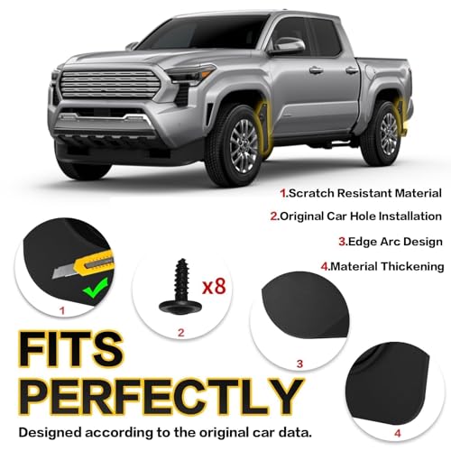 Image of Mud Flaps for Toyota Tacoma 2024 2025 Accessories Front & Rear Mudguards Splash Guards All Weather Heavy Duty Fender Protection (4pcs)