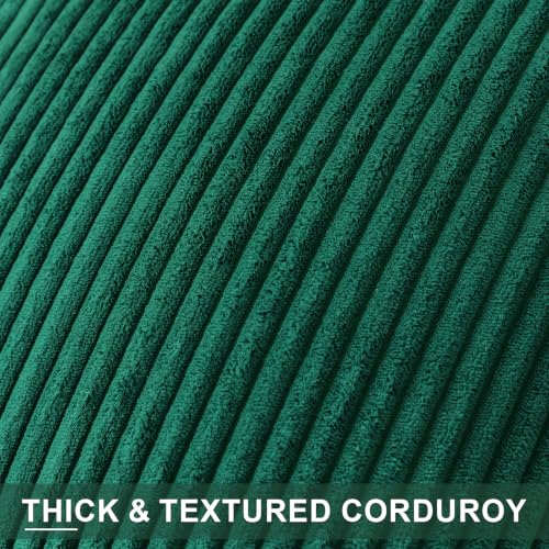 OTOSTAR Dark Green Corduroy Decorative Throw Pillow Covers 20x20 Inch, Soft Boho Striped Lumbar Couch Pillow Covers with Stitched Edge Farmhouse Home Decor for Sofa Bed Living Room, Set of 1 by OTOSTAR - Used condition - Image 2