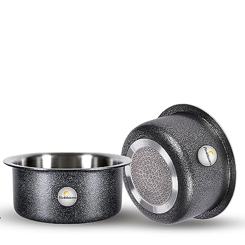 Image of Lunar Black Utensils Induction Base Cookware Sets Induction Bottom Tope /Handi Aluminium Thick Flat Bottom Patila /Bhagona /Tapila /Tapeli Cookware Sets for Kitchen (2L+3L Patila Set)