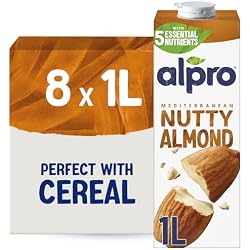 Alpro Almond Drink - Plant-Based Long Life Dairy Free & Lactose Free Milk Alternative - 1L (Pack of 8)