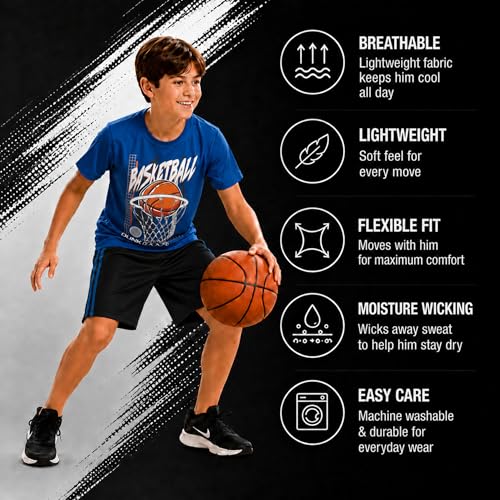 Image of Pro Athlete Active Boys Short Sets - 3 Piece Performance Short Sleeve T-Shirt and Dry Fit Shorts - Boys Athletic Sets (8-16)