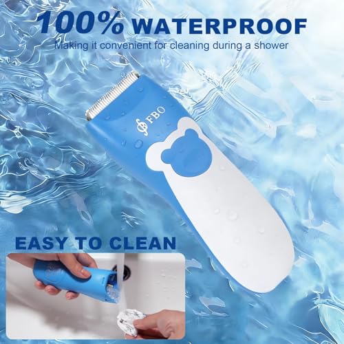 FBO Baby Hair Clipper, Professional Quiet Waterproof Painless Body Hair Trimmer, Multi-Purpose Grooming Kit for Infants, Toddlers & Adults, Home and Salon Use, Blue Bear by FBO - Image 5