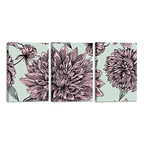 Fleur Rosa Printemps Photos triptyque pour habiller un mur blanc de salon