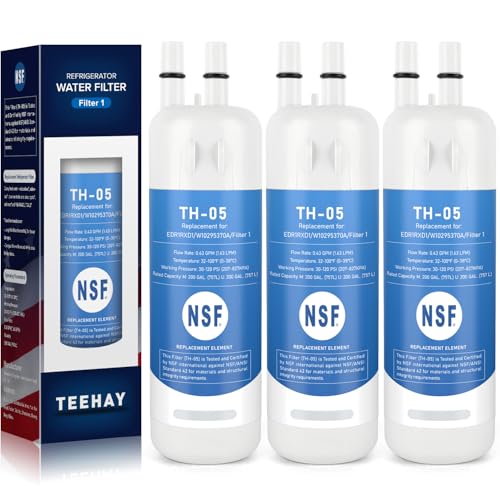 Image of TEEHAY EDR1RXD1 Water Filter 1 Replacement, Compatible with Whirlpool WRS315SDHZ, WRS571CIHZ, WRS555SIHZ, WRS325SDHZ, WRF560SEHZ, WRS588FIHZ, WRS571CIDM, WSF26C3EXF, WRF560SEHW, WRF560SEHV, 3 Pack