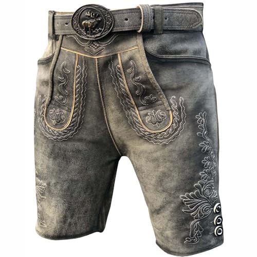 Pantalon court en cuir traditionnel au style antique fumé pour homme de haute qualité
