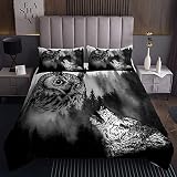 Juego de Colcha Acolchada de búho,de búho,niños,niñas,3D,de Dormitorio de Animales,Color Gris,Individual 1 Funda de Almohada