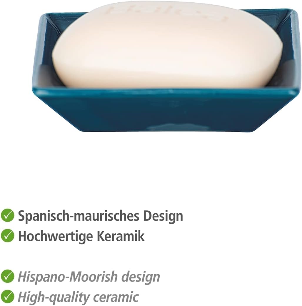 WENKO Cordoba Soap Dish, 2.5 x 10.5 x 10.5 cm, Dark Blue