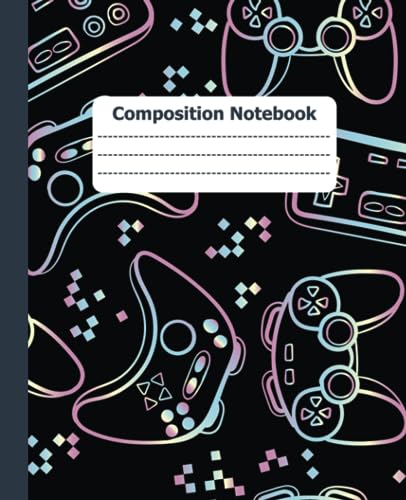 Composition Notebook: Wide-Ruled 110-Page Paper Journal | Cool Blue Colorful PlayStation Xbox Gaming Controllers for Boys and Girls (Back-to-School Supplies for Kids, Teens, and Students) image 2