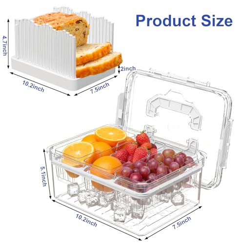 Sorgion 2-in-1 Adjustable Bread Slicer, Sealed Condiment Caddy Tray with Lid, Multifunctional Food Storage Organizer for Bread, Fruit, Seasonings,White — view 2