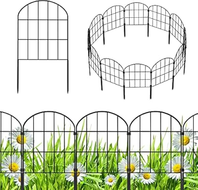 Decorative Garden Fence No Dig Fencing 12 Pack, 13ft (L) x 24in (H) Rustproof Metal Wire Panel Border Animal Barrier,Apply to Dog Fencing Outdoor for The Yard