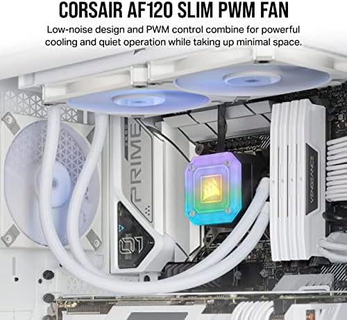 Corsair AF120 SLIM, 120mm PWM Fluid Dynamic Bearing Fan (Thin Profile for Small-Form-Factor Cases, Low-Noise, Up to 2000 RPM, Zero RPM Mode Support, Universal 120x15mm Sizing) Single Pack, White