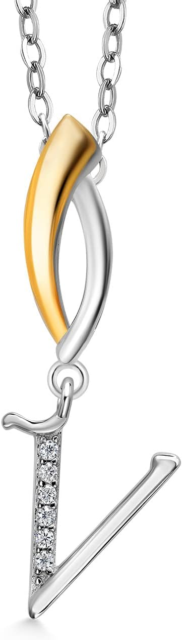 Gem Stone King Initial Pendant Necklace Letter A to Z Alphabet | 925 Sterling Silver | White Moissanite | Gift Women Mother's Day Christmas Wife Mom Girlfriend Anniversary Birthday | By Keren Hanan