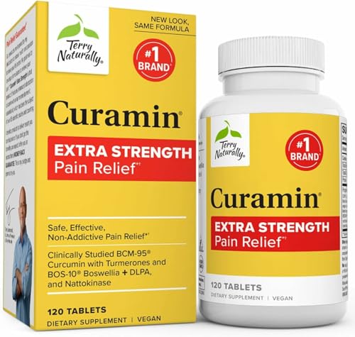Terry Naturally Curamin Extra Strength - Curcumin & Boswellia Supplement for Healthy Circulation Support - Turmeric Supplement to Support Joints, Muscle Health & Endorphin Production - 120 Tablets