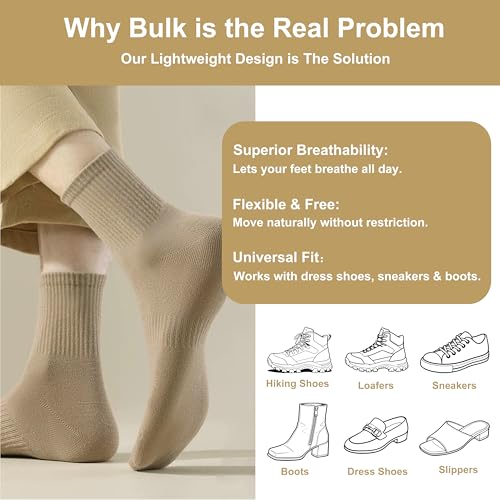 Image of Womens Cotton Anti-Pilling Quarter Crew Socks | Moisture-wicking, Odor-control, Lightweight, Office /gym, 7-pair, US 6-10